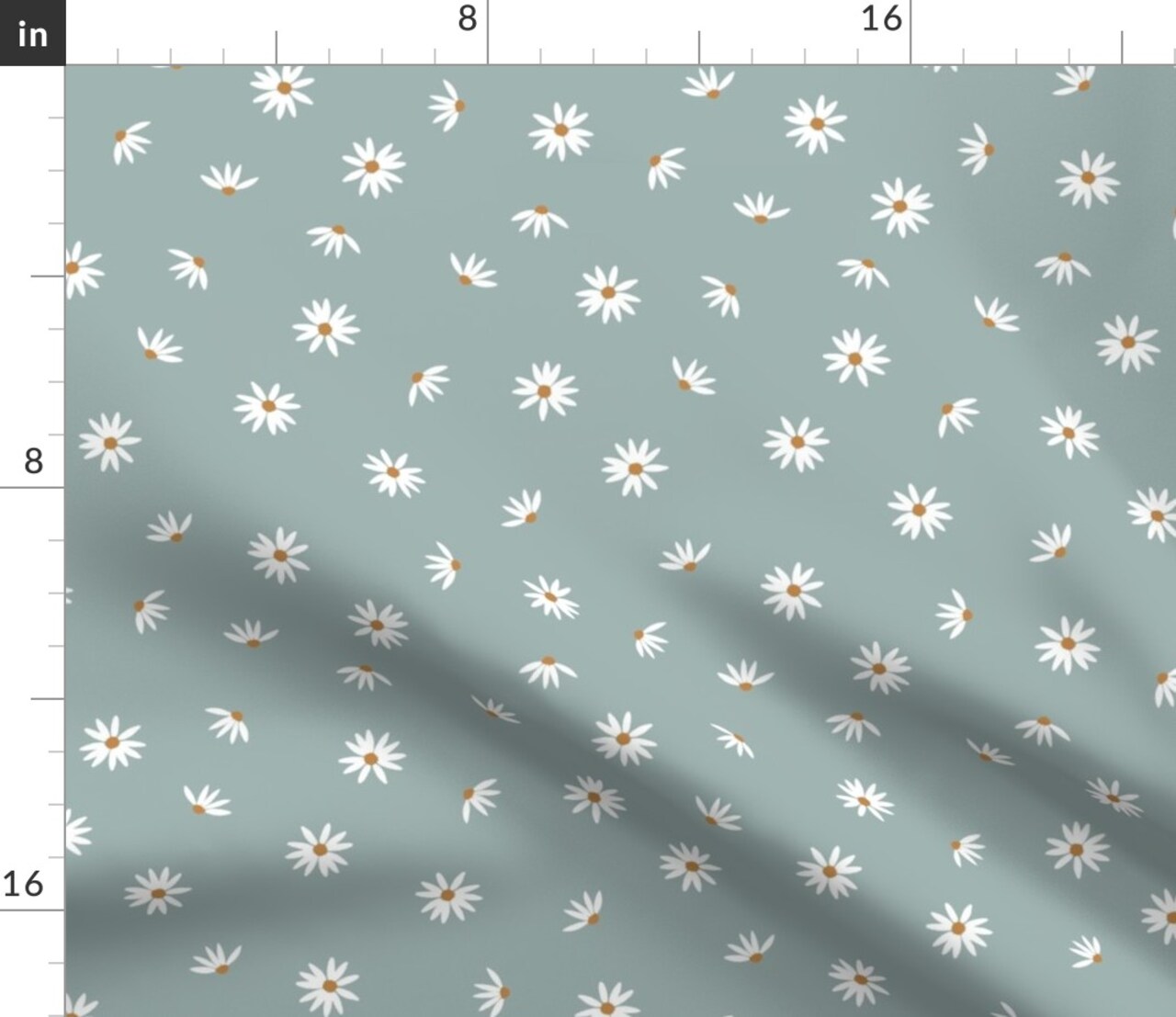 Dusty Blue Floral Ditsy Coneflower White Flowers Small Scale Boho Kids Whimsical Meadow Custom Printed Fabric by Spoonflower Various Fabrics by the Yard or Fat Quarter
